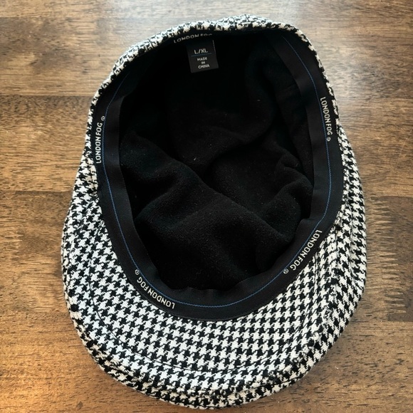 London Fog Black/Cream Houndstooth Newsboy/Gatsby Hat size L/Xl - Picture 3 of 7